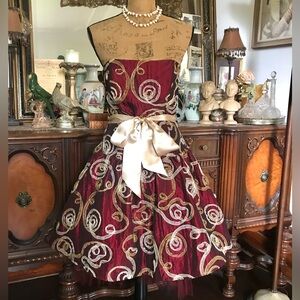 Vintage Jessica McClintock 50’s-inspired Taffeta Crinoline Ribboned Prom Gown